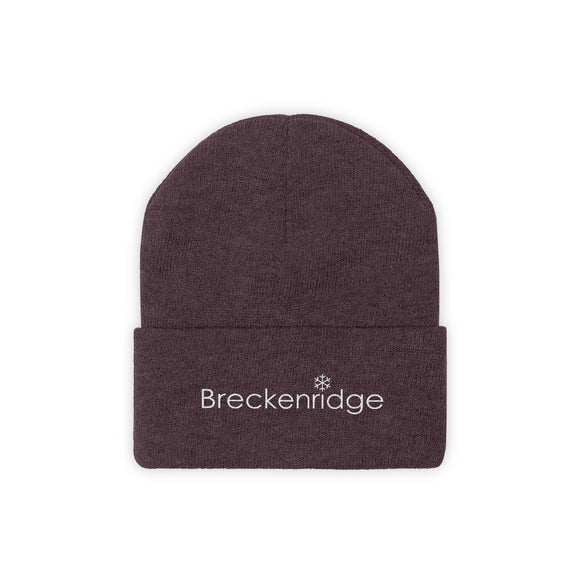 Breckenridge, Colorado Knit Beanie - Adult Embroidered Snowflake Breckenridge Knit Hat