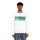 Portland, Oregon Sweatshirt - Retro Trees Unisex-3