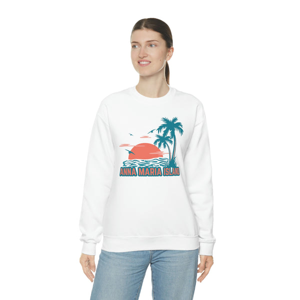 Anna Maria Island, Florida Sweatshirt - Unisex Retro Palm Tree Crewneck Anna Maria Island Sweatshirt