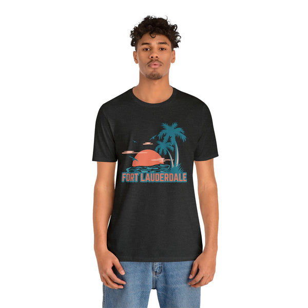 Fort Lauderdale, Florida T-Shirt - Retro Palm Tree & Beach Unisex Fort Lauderdale Shirt