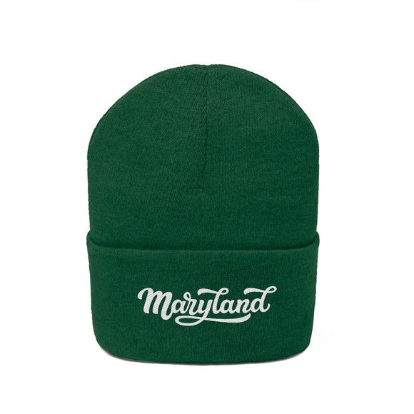 Maryland Beanie - Adult Hand Lettered Embroidered Maryland Knit Hat
