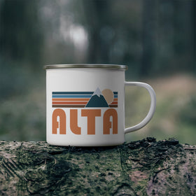 Alta, Utah Camp Mug - Retro Mountain Enamel Campfire Alta Mug