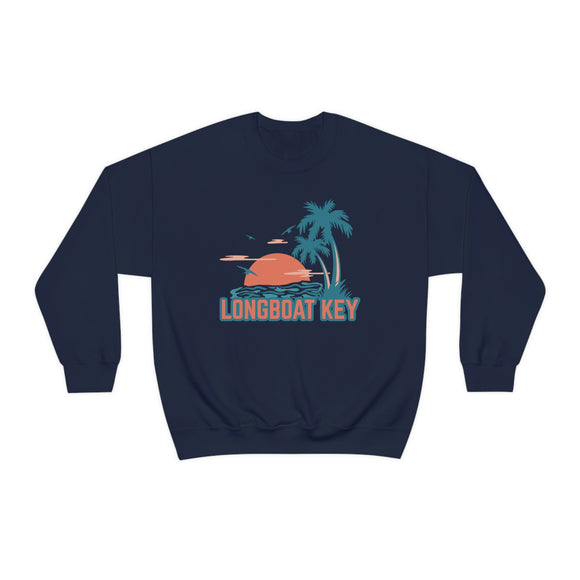 Longboat Key, Florida Sweatshirt - Unisex Retro Palm Tree Crewneck Longboat Key Sweatshirt
