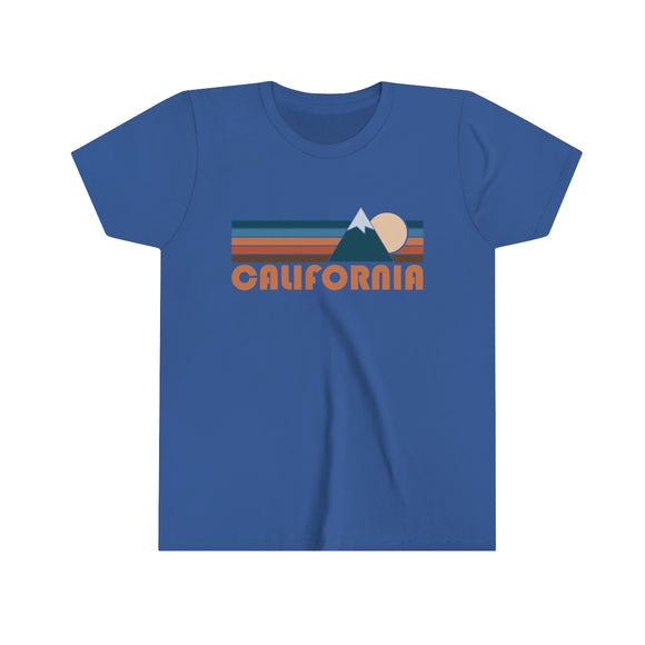 California Youth T-Shirt - Retro Mountain California Kid's TShirt