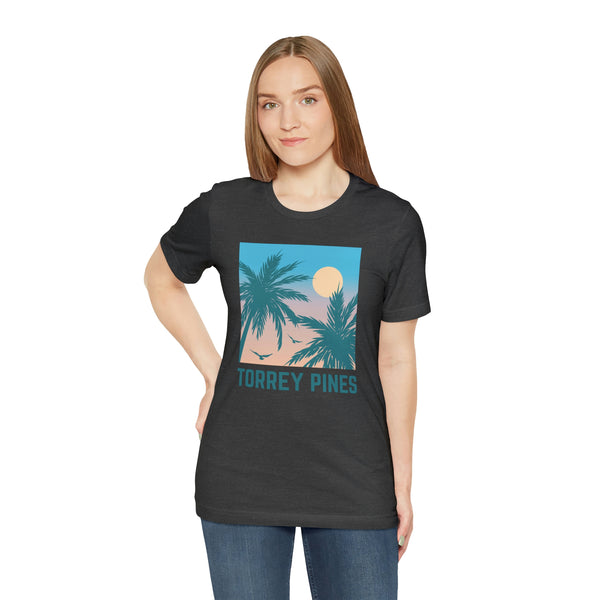 Torrey Pines, California T-Shirt - Retro Palm Tree & Beach Unisex Torrey Pines Shirt