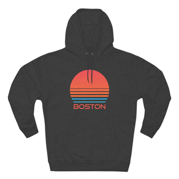 Buy charcoal-heather Premium Boston, Massachusetts Hoodie - Retro 80s Unisex Sweatshirt