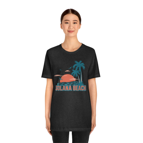 Solana Beach, California T-Shirt - Retro Palm Tree & Beach Unisex Solana Beach Shirt