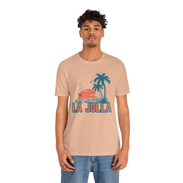 La Jolla, California T-Shirt - Retro Palm Tree & Beach Unisex La Jolla Shirt