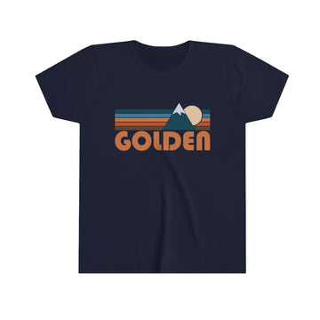 Buy navy Golden Youth T-Shirt - Retro Mountain Colorado Kid's TShirt