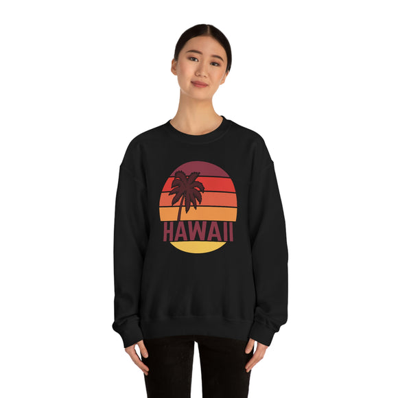 Hawaii Sweatshirt - Unisex Retro Palm Tree Hawaii Crewneck Sweatshirt