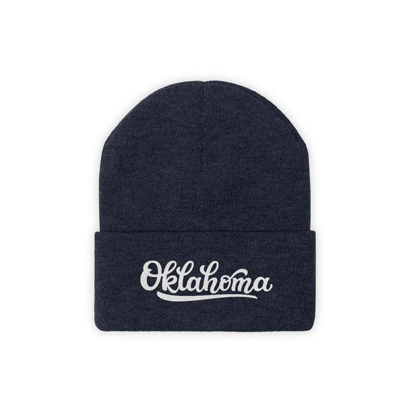 Oklahoma Beanie - Adult Hand Lettered Embroidered Oklahoma Knit Hat