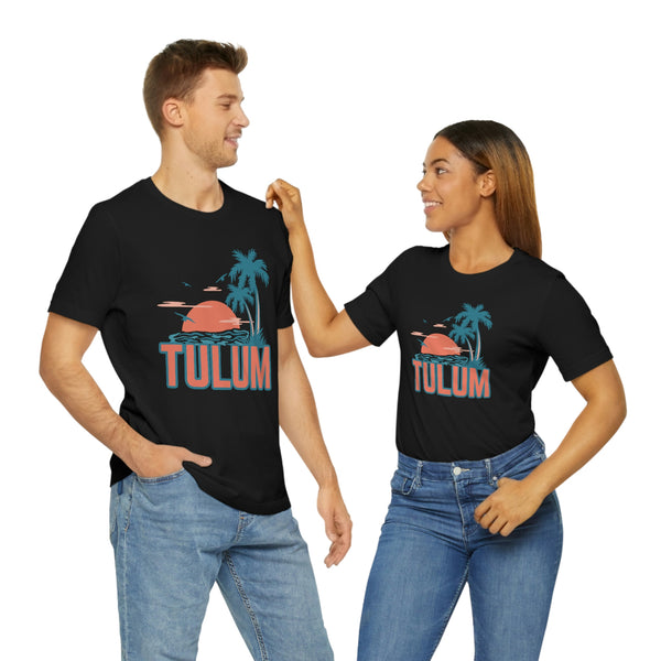 Tulum, Mexico T-Shirt - Retro Palm Tree & Beach Unisex Tulum Shirt