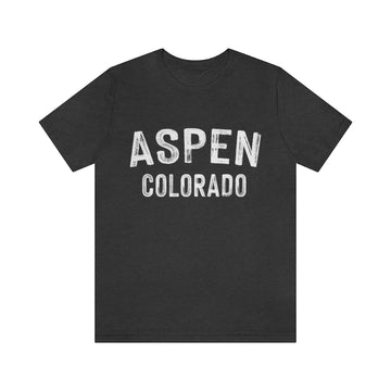 Buy dark-grey-heather Aspen, Colorado Shirt - Paint Text Unisex Aspen T-Shirt