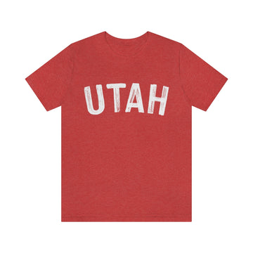 Buy heather-red Utah T-Shirt - Paint Text Unisex Utah Shirt