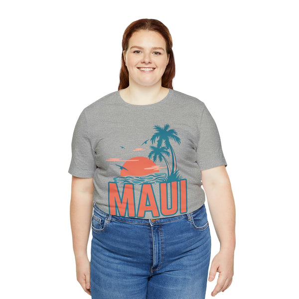 Maui, Hawaii T-Shirt - Retro Palm Tree & Beach Unisex Maui Shirt