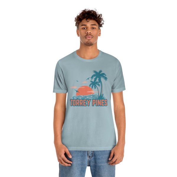 Torrey Pines, California T-Shirt - Retro Palm Tree & Beach Unisex Torrey Pines Shirt