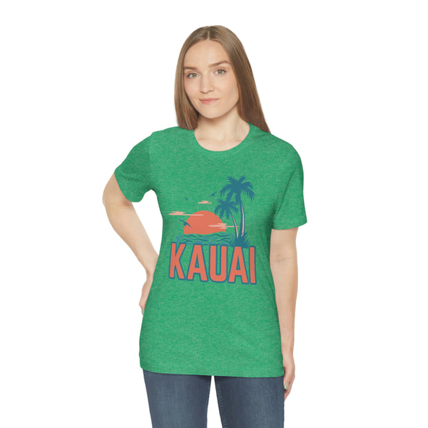 Kauai, Hawaii T-Shirt - Retro Palm Tree & Beach Unisex Kauai Shirt