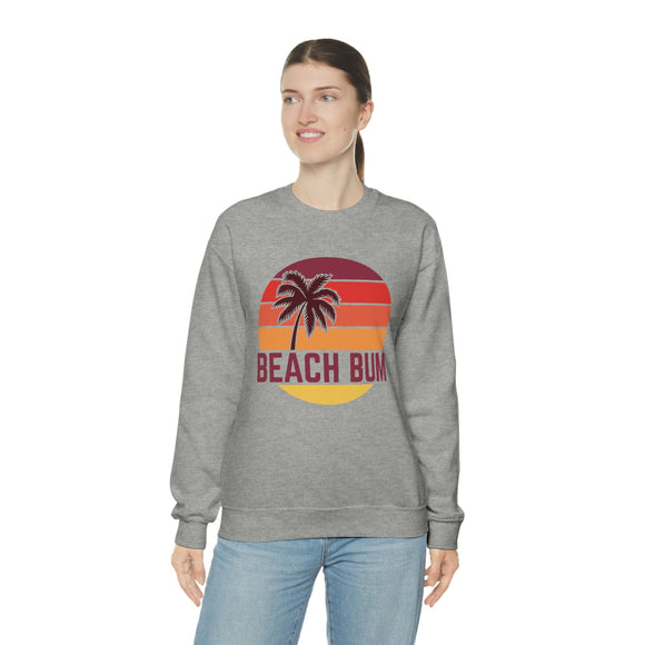 Beach Bum Sweatshirt - Unisex Retro Palm Tree Beach Bum Crewneck Sweatshirt