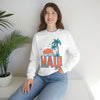 Maui, Hawaii Sweatshirt - Unisex Retro Palm Tree Crewneck Maui Sweatshirt