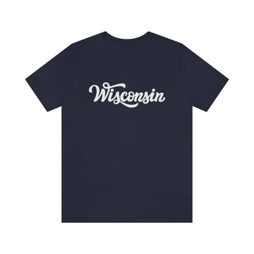 Buy navy Wisconsin T-Shirt - Hand Lettered Unisex Wisconsin Shirt