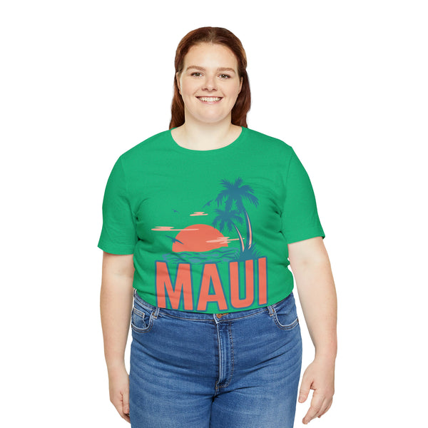 Maui, Hawaii T-Shirt - Retro Palm Tree & Beach Unisex Maui Shirt