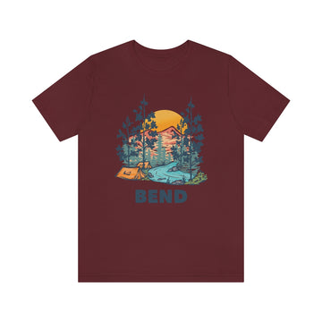 Buy maroon Bend, Oregon T-Shirt - Mountain Illustration Bend Washington Shirt