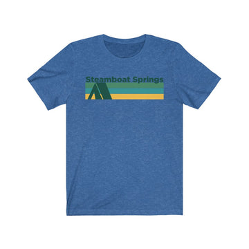 Buy heather-true-royal Steamboat Springs, Colorado T-Shirt - Retro Camping Adult Unisex Steamboat Springs T Shirt