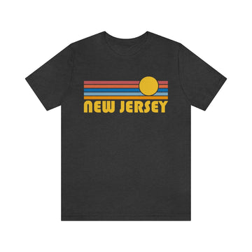 Buy dark-grey-heather New Jersey T-Shirt - Retro Sun Unisex New Jersey T Shirt