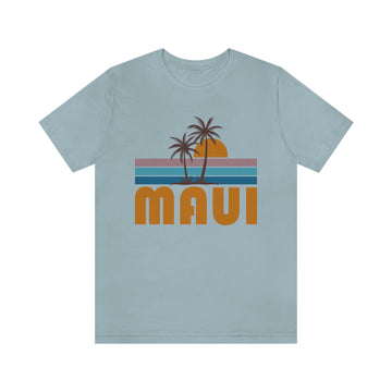 Buy light-blue Maui, Hawaii T-Shirt - Retro Palm Tree Unisex Maui Shirt
