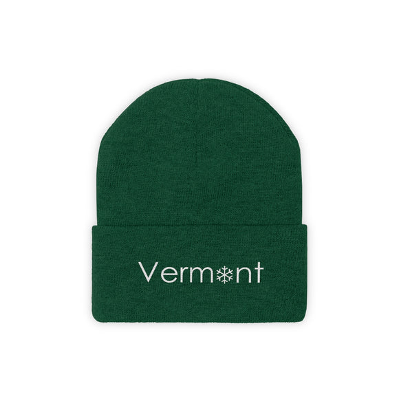 Vermont Knit Beanie - Adult Embroidered Snowflake Vermont Knit Hat