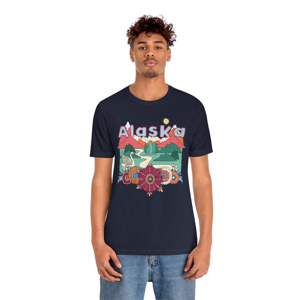 Alaska T-Shirt - Retro Mountain / Hippie Style Alaska Shirt