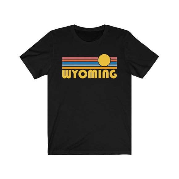 Wyoming T-Shirt - Retro Sunrise Adult Unisex Wyoming T Shirt