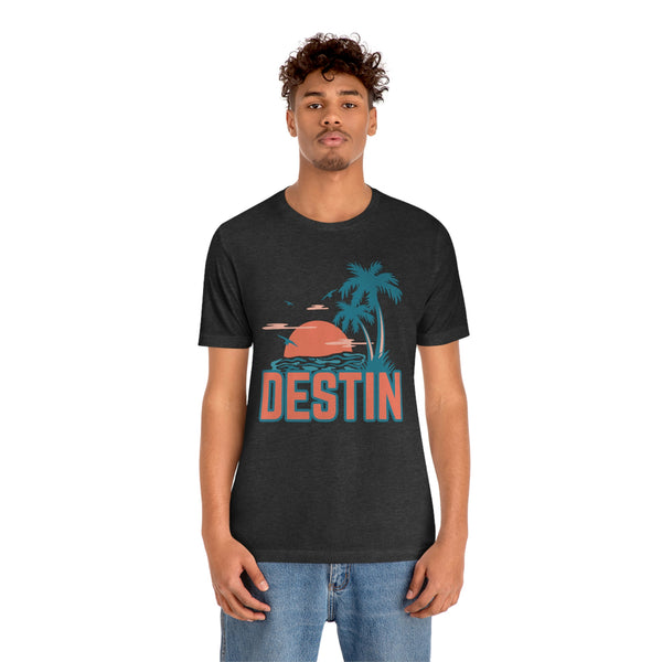Destin, Florida T-Shirt - Retro Palm Tree & Beach Unisex Destin Shirt