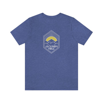 Buy heather-true-royal Jackson Hole, Wyoming T-Shirt - Sun Unisex Jackson Hole Shirt