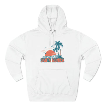 Buy white Premium Santa Monica, California Hoodie - Palm Tree Unisex Sweatshirt