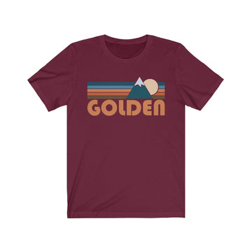 Buy maroon Golden, Colorado T-Shirt - Retro Mountain Adult Unisex Golden T Shirt