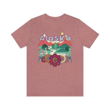Buy heather-mauve Alaska T-Shirt - Retro Mountain / Hippie Style Alaska Shirt