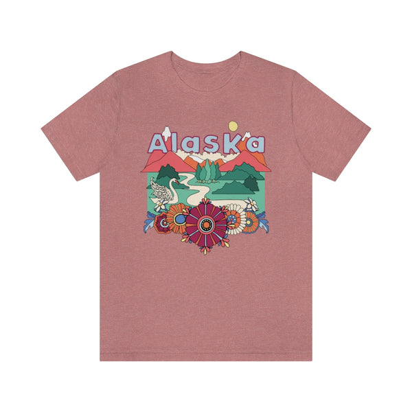 Alaska T-Shirt - Retro Mountain / Hippie Style Alaska Shirt