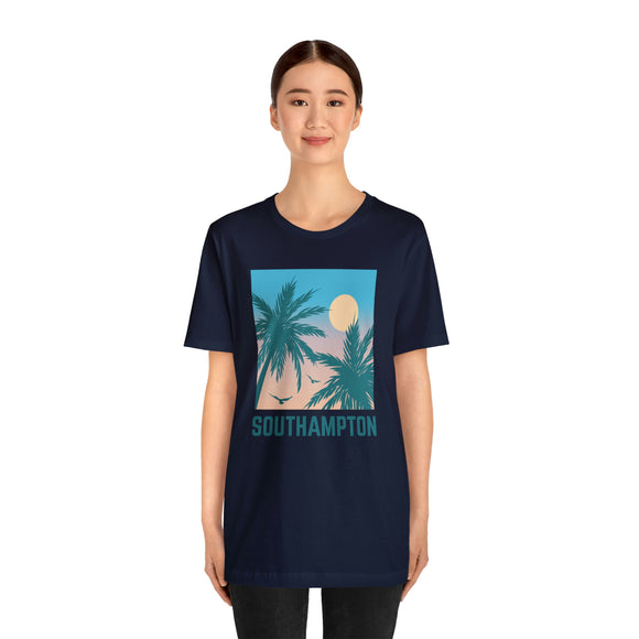 Southampton, New York T-Shirt - Retro Palm Tree & Beach Unisex Southampton Shirt