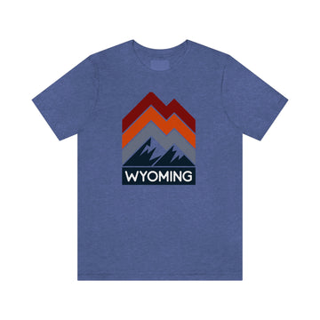 Buy heather-true-royal Wyoming T-Shirt - Retro Mountain Unisex Wyoming Shirt