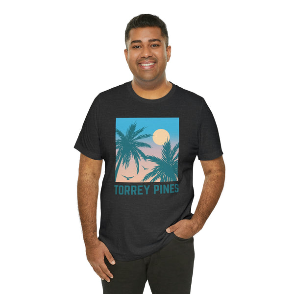 Torrey Pines, California T-Shirt - Retro Palm Tree & Beach Unisex Torrey Pines Shirt