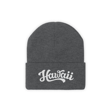 Buy graphite-heather Hawaii Beanie - Adult Hand Lettered Embroidered Hawaii Knit Hat