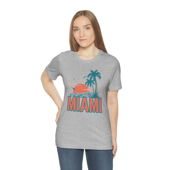 Miami, Florida T-Shirt - Retro Palm Tree & Beach Unisex Miami Shirt