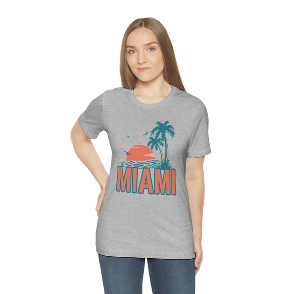Miami, Florida T-Shirt - Retro Palm Tree & Beach Unisex Miami Shirt