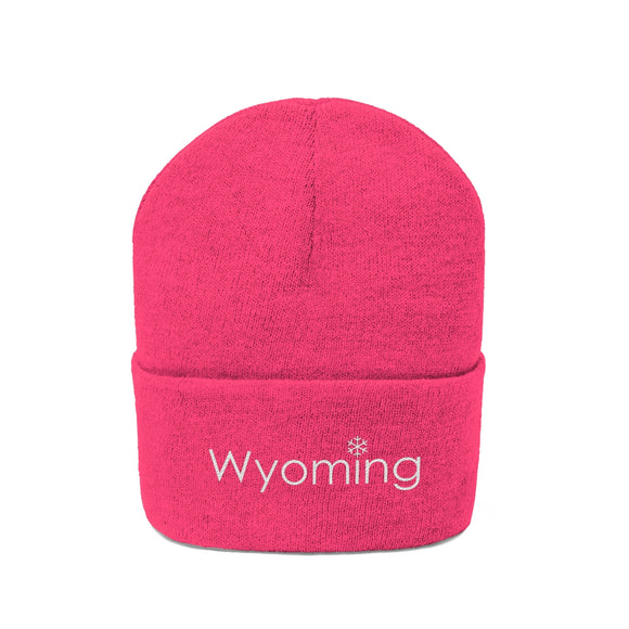 Wyoming Knit Beanie - Adult Embroidered Snowflake Wyoming Knit Hat