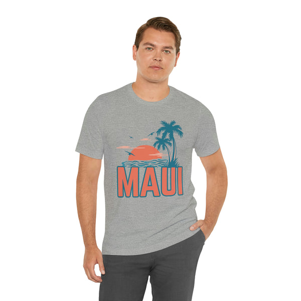 Maui, Hawaii T-Shirt - Retro Palm Tree & Beach Unisex Maui Shirt