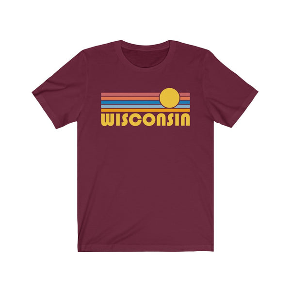 Wisconsin T-Shirt - Retro Sunrise Adult Unisex Wisconsin T Shirt