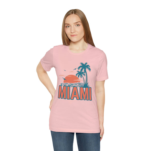 Miami, Florida T-Shirt - Retro Palm Tree & Beach Unisex Miami Shirt