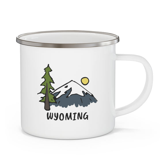 Wyoming Camp Mug - Retro Enamel Camping Wyoming Mug