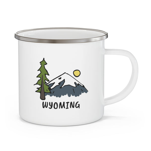 Wyoming Camp Mug - Retro Enamel Camping Wyoming Mug